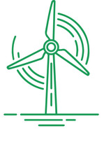 Green Energy Wind Turbine Icon: Clean Power, Renewable Energy Symbol