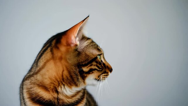 Close-Up of Tabby Cat with Green Eyes