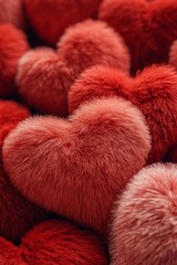 Many fluffy red and pink hearts creating a romantic background, perfect for valentine's day projects