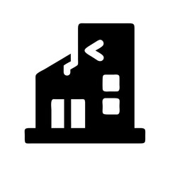 Icon of a damaged building to signify destruction or disrepair