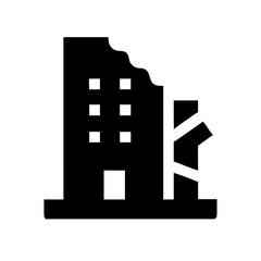 Icon of a damaged building to signify destruction or disrepair