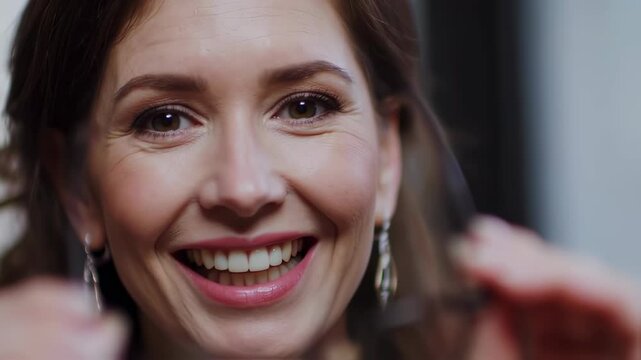 Woman adjusting glasses and smiling: a journey from curiosity to joyful confidence