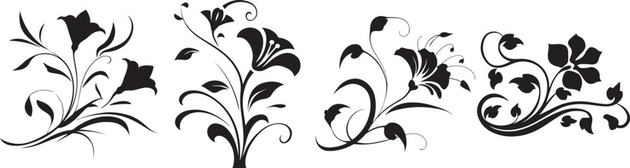 Elegant Floral Swirls and Flourishes Vector Design Set