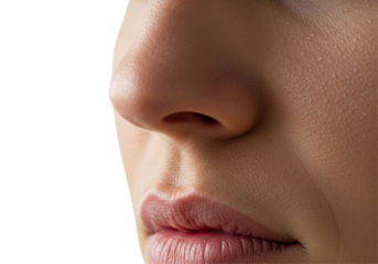 Isolated Close-up of Human Nose and Lips Detail