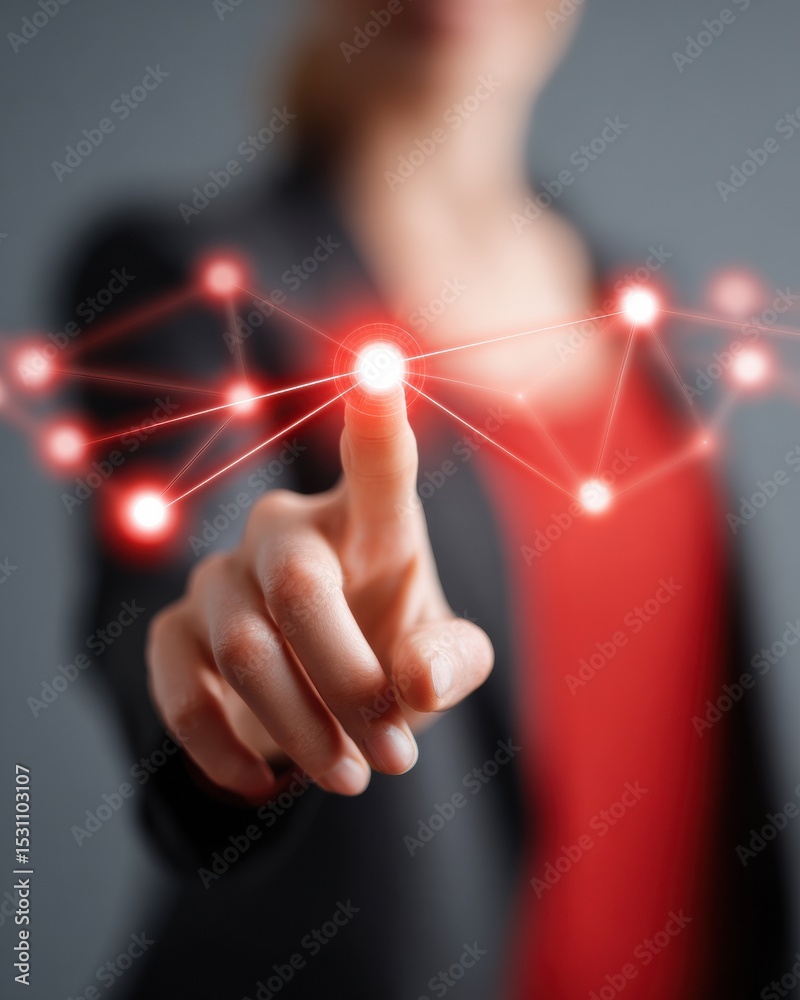 Aufkleber Strategic Partnership Concept with Business Manager Connecting Digital Network Nodes in Modern Office - Innovation and Growth in Business Networks