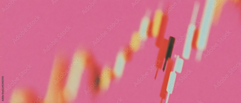 Poster Glowing Stock Ticker Line Graphs with Upward Arrows and Candlestick Charts Representing Profitable Market Growth for Wealth Management Marketing