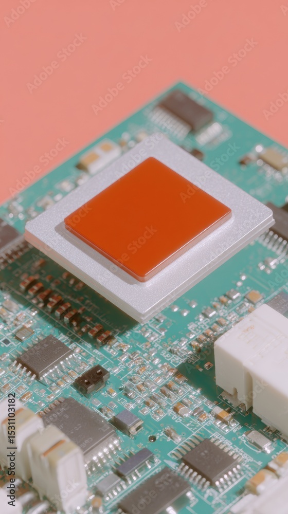 Leinwandbilder Extreme Close-Up of Processor Chip on Circuit Board Highlighting Spatial Computing Hardware for High-Performance Digital Technology Marketing