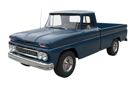 Isolated Classic Blue Pickup Truck Vintage Design