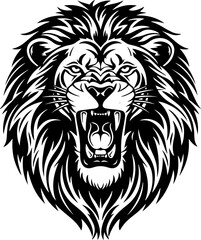 Obraz premium Roaring Lion Head: Tribal Style Vector Illustration
