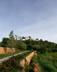 Beautiful white church of Puig de Misa in Santa Eulalia des Riu on the island of Ibiza.