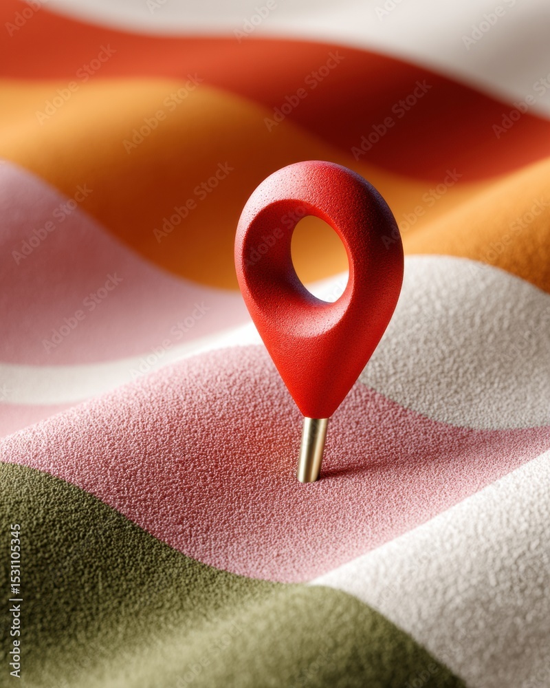 Aufkleber Modern Polling Place Location Marker on Textured Colorful Map Surface for Voter Navigation and Accessible Electoral Guidance in Social and Cultural Context