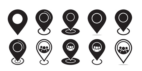 Location Icon Set and  Map Pin Vector set Design in illustrator.
