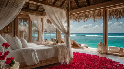 Fototapeta premium Romantic Beachfront Suite with Ocean View
