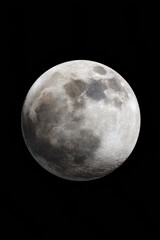 Fototapeta premium Detailed Full Moon with Craters and Texture Isolated on Transparent Background for Astronomical Science and Lunar Exploration Design