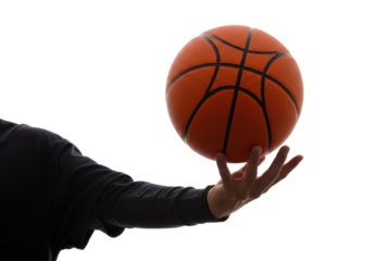 Isolated Hand Holding Basketball with Bright Backlight