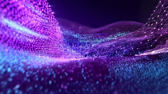 Abstract digital network with glowing points and lines.