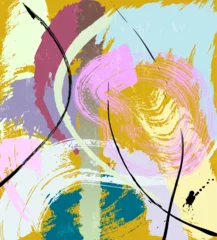 Fototapete Rund abstract colorful background, illustration with lines, waves, circles, paint strokes and splashes © Kirsten Hinte