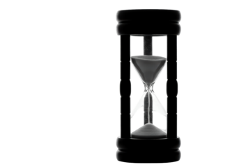 Isolated Black Hourglass Sand Timer on White Backdrop