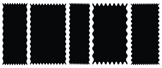 black wavy edge shapes or frames Set of frames with zigzag edge, scallop edge shape. zigzag frame. Geometric zig zag wavy edge stickers, frames, shapes. 