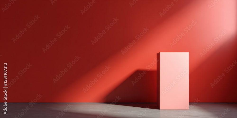 Poster minimalist architectural space with dramatic shadows and simple podium highlighting modern elegance 