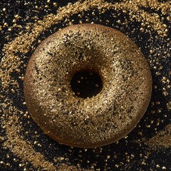 Golden donut on a dark background