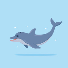 cute dolphin illustration with isolated background. sea water animal is dolphin