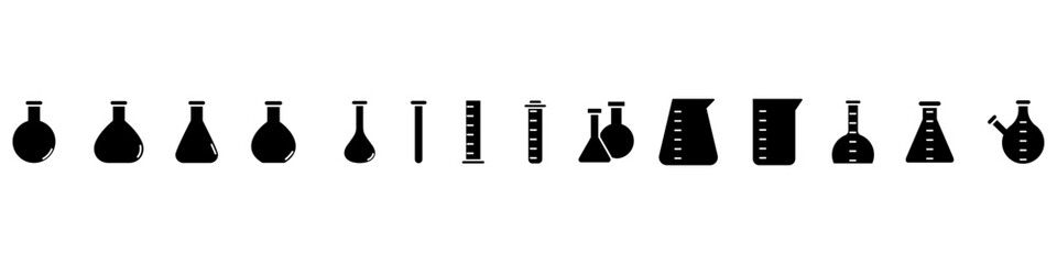 Test tube icon vector set. Flask illustration sign collection. Analysis symbol. Laboratory Logo. Collection of Chemistry web icons.
