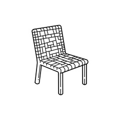 Black Line Icon of Woven Chair Seat – Rustic Furniture Theme