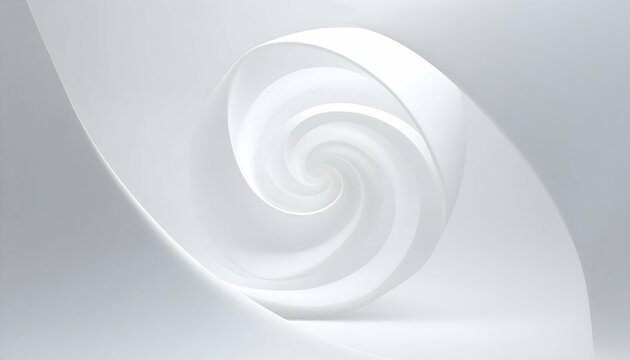 Abstract White Spiral Design with Smooth Curves and Gradient Lighting