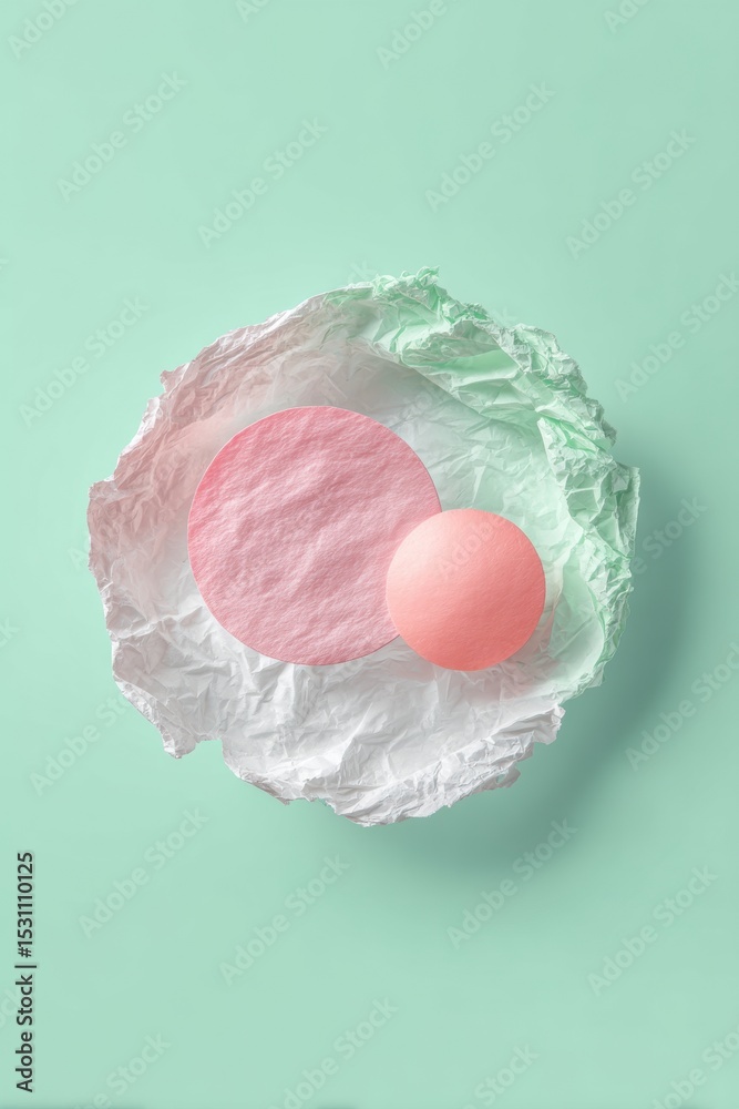 Aufkleber burned edge paper with circle singing motif on clean background - organic texture for music festival