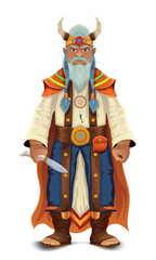 ancient fantasy magic shaman healer man character cartoon vector illustration isolated on white background