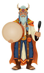 ancient fantasy magic shaman healer man character cartoon vector illustration isolated on white background