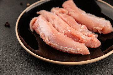 Rabbit raw meat fillet dietary fresh delicious gourmet food background on the table rustic food top view copy space keto and paleo diet