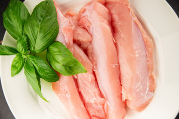 Rabbit raw meat fillet dietary fresh delicious gourmet food background on the table rustic food top view copy space keto and paleo diet