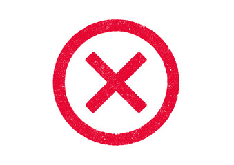 Vector illustration of cross inside circle in red ink stamp