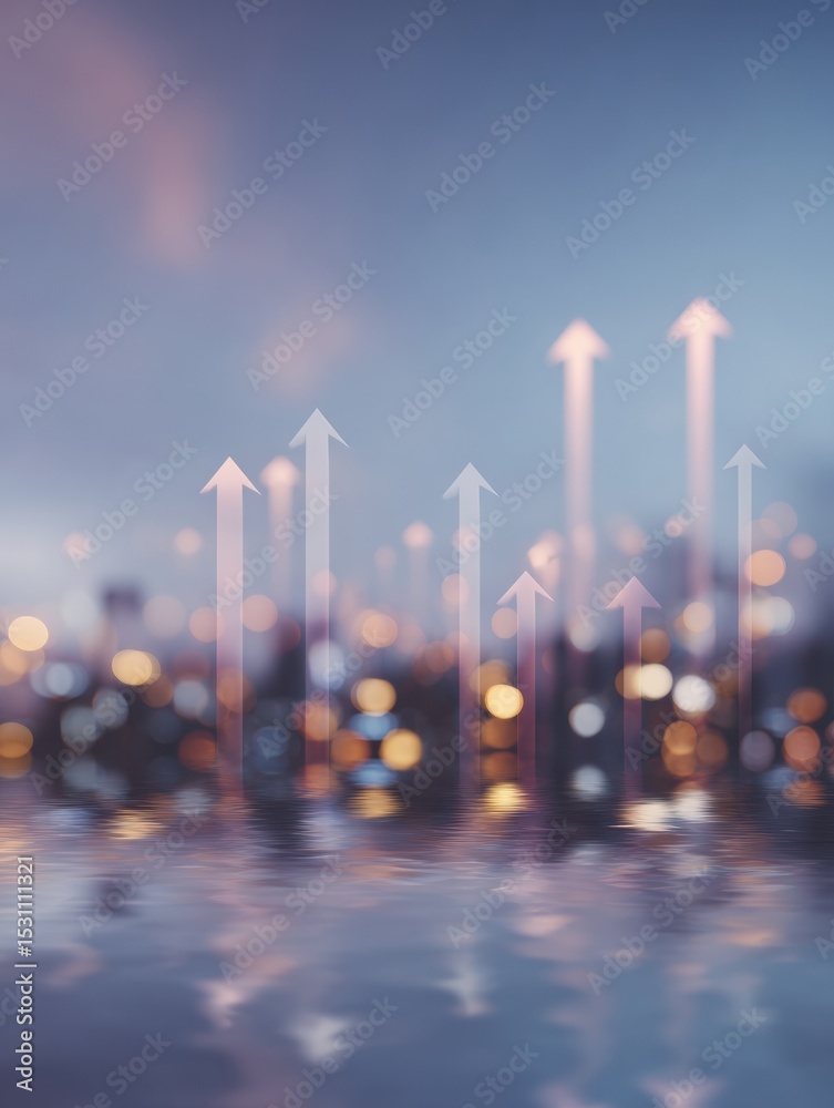 Poster futuristic digital arrows rising upward on circuit board background symbolizing tech transformation 