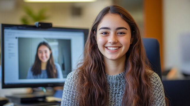 Webcam viewfinder displaying a clear image of the studentâs face