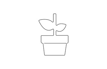 One line drawing of House plant in pot with color shapes. Continuous line hand drawn of Beautiful flower Isolated,  One line drawing of Living room with modern furniture. 