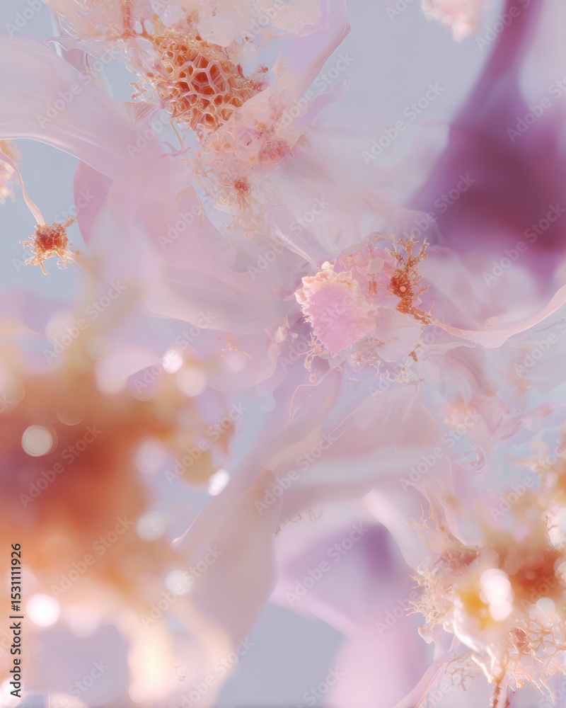 Leinwandbilder Soft Abstract Digital Visualization of Cellular Structures and Molecular Patterns for Precision Oncology and AI-Powered Cancer Therapy Monitoring