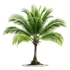 Obraz premium Lush green palm tree isolated on transparent background, standing tall on sand