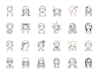 kids emotion icon stroke