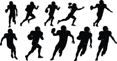 American football man and woman players silhouettes vector illustration 