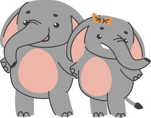 Cute Elephant Family Pair