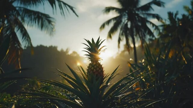  Pineapple Silhouette in Tropical Sunset