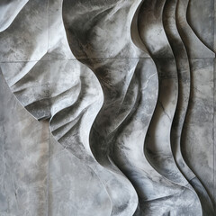 Abstract Marble Waves: A striking, close-up view of meticulously carved marble, showcasing elegant, fluid wave patterns that evoke a sense of serene motion and tactile beauty.