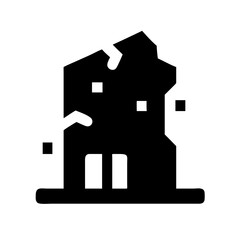 Icon of a damaged building to signify destruction or disrepair