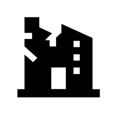 Icon of a damaged building to signify destruction or disrepair