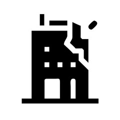 Icon of a damaged building to signify destruction or disrepair