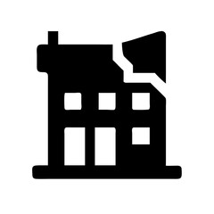 Icon of a damaged building to signify destruction or disrepair
