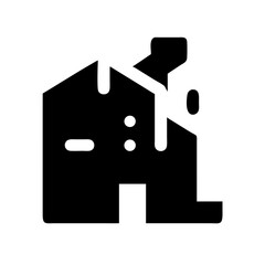 Icon of a damaged building to signify destruction or disrepair